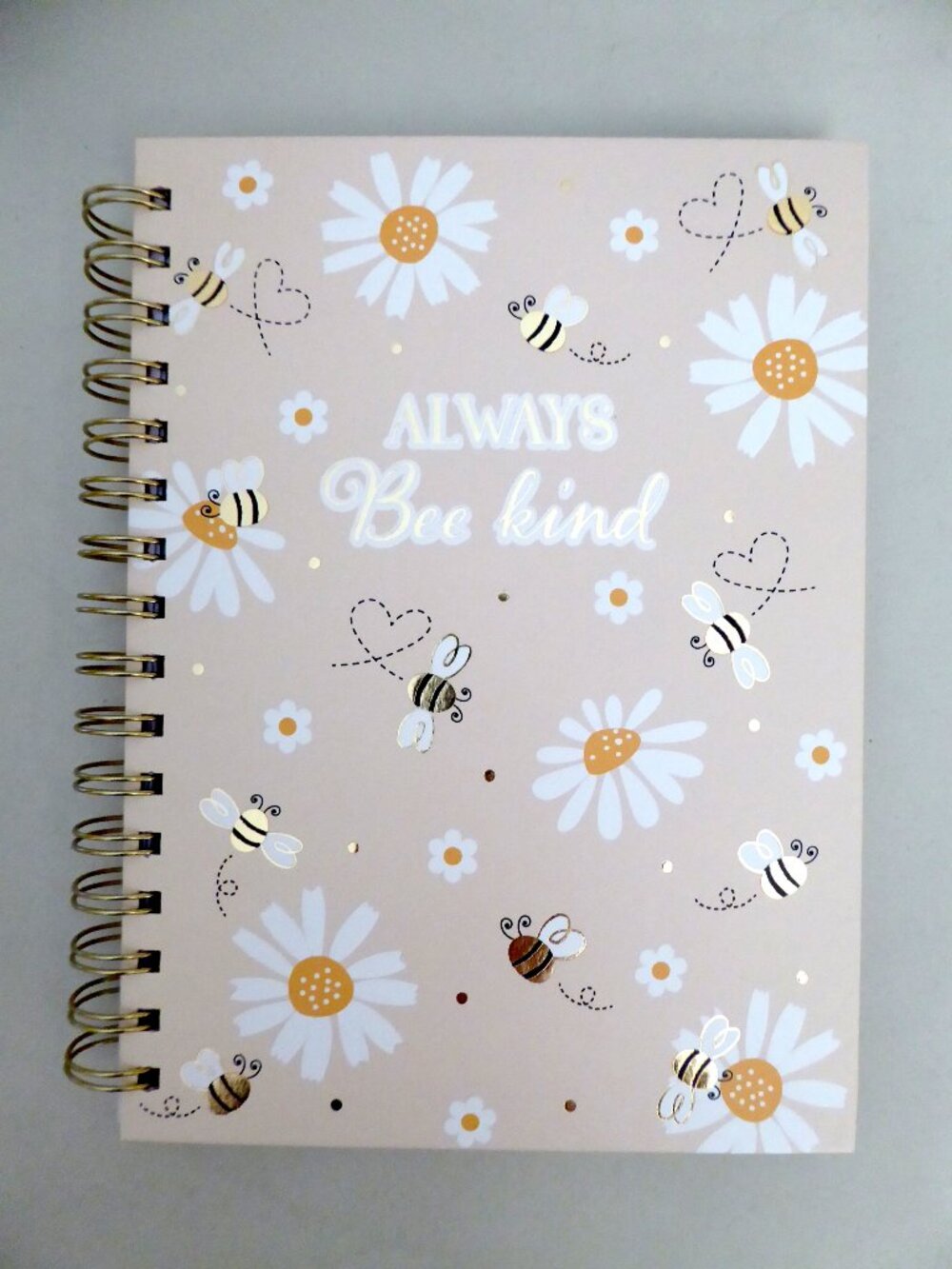 NEW 8.5” x 6” ALWAYS BEE KIND SPIRAL BOND HARD COVER RULED NOTEBOOK 120 PAGES